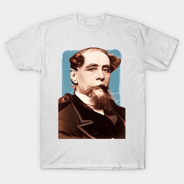 Victorian Writer Charles Dickens illustration T-Shirt by Litstoy 